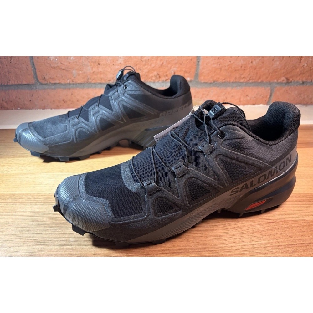 NWT Salomon Speedcross Mens Size 14 All Black Phantom Trail Running Shoes 475678